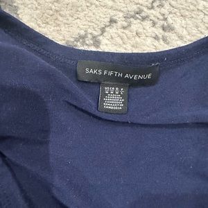 Saks Fifth Avenue V neck navy long sleeve tee